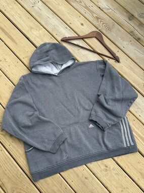 Vintage Y2K Adidas Embroidered Logo Boxy Heavyweight faded Hoodie